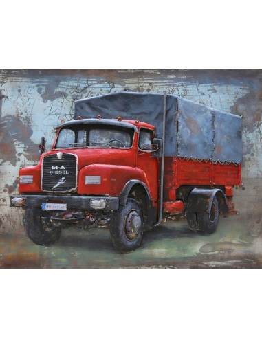 DECO MURALE CAMION rouge relief