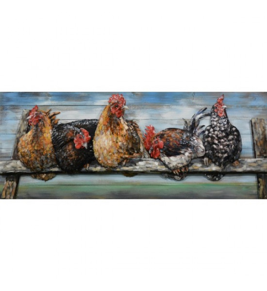 Tableau sur toile un coq à la ferme - noir et blanc - 40x30 cm - Décoration  murale