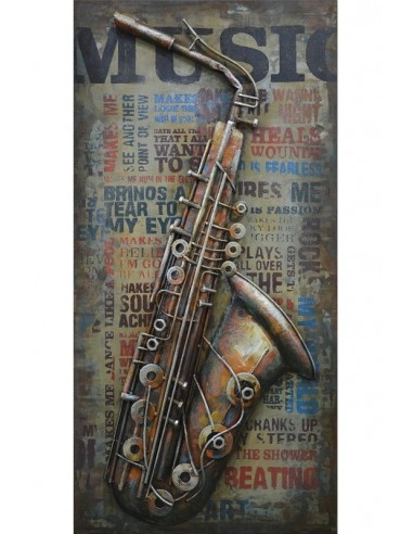 Tableau métal - Saxophone vintage relief