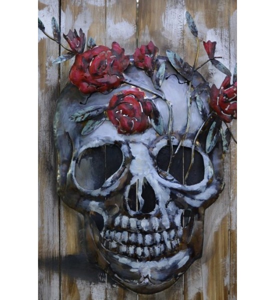Décoration Murale Tête de Mort avec des Roses