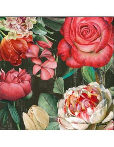 Tableau peint - Rose et pivoine